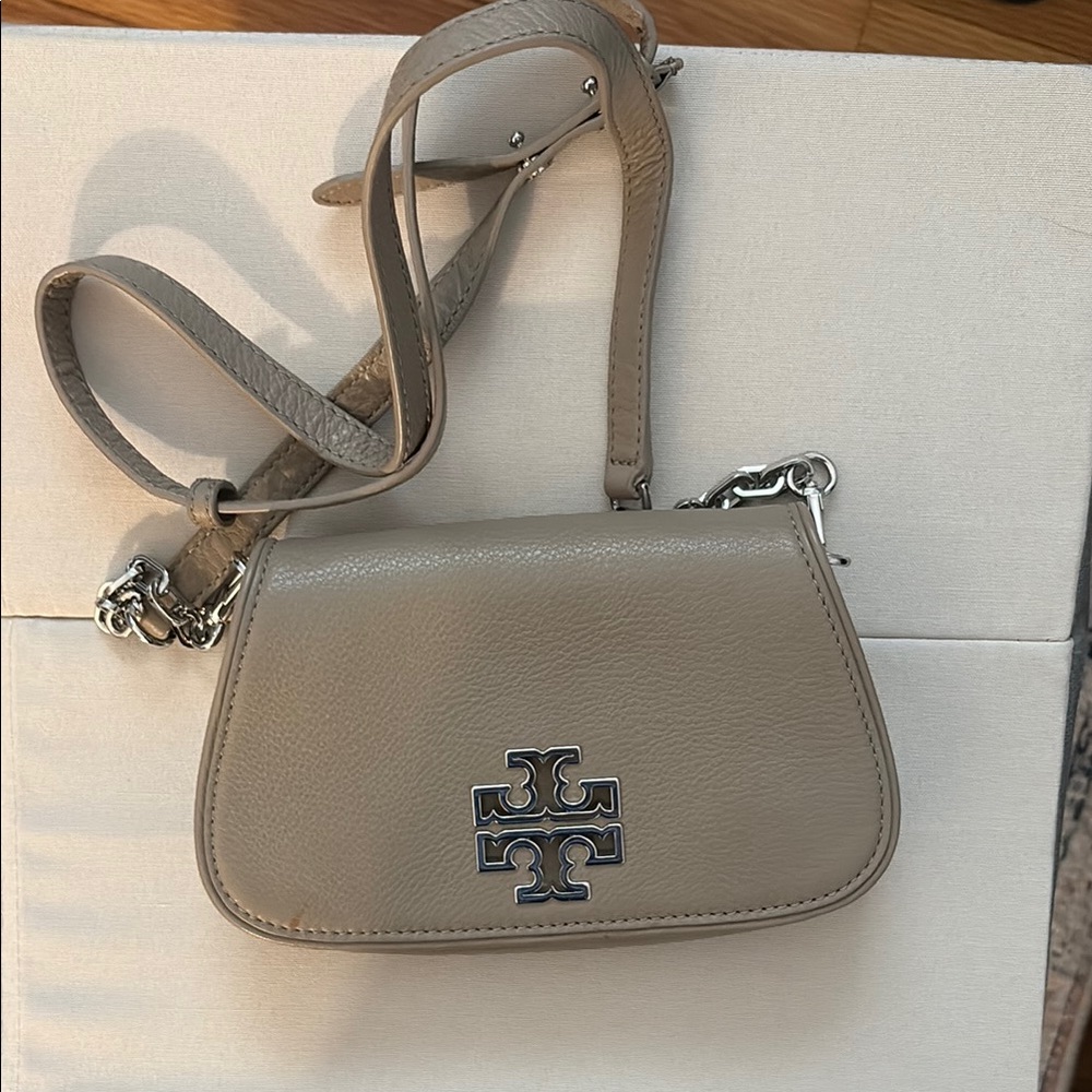 Tory Burch Taupe Leather Crossbody Bag
